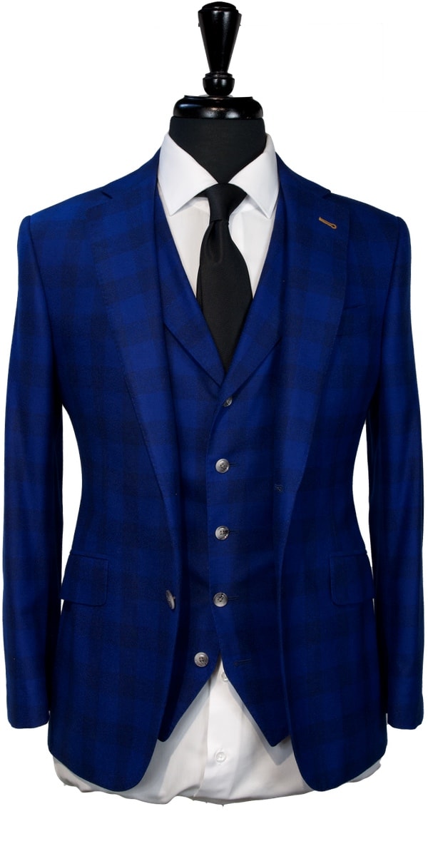 Blue Blurry Checkered Suit