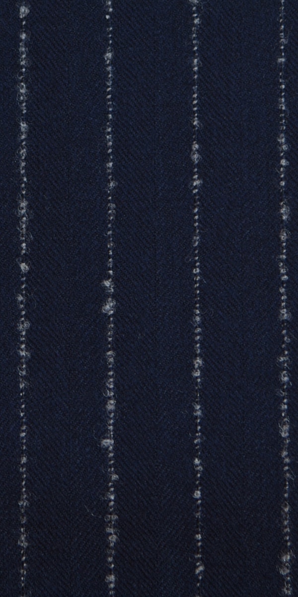 Navy Blue Fuzzy Pinstripe Wool Suit