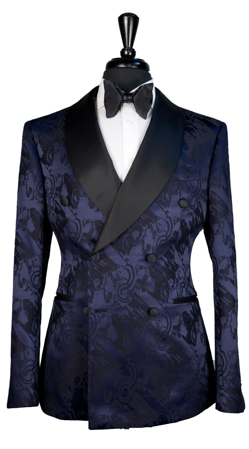 Royal Blue Double Breasted Jacquard Tux