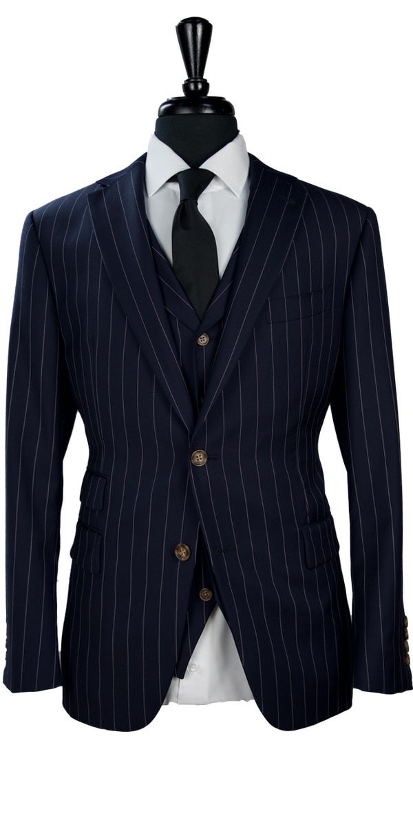 Dark Blue Pinstripe Wool Suit