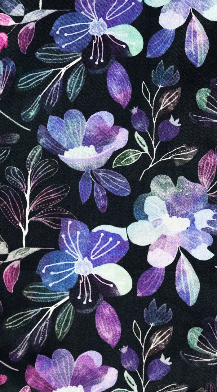 Chemise Habillée Noire à Floraux Violets