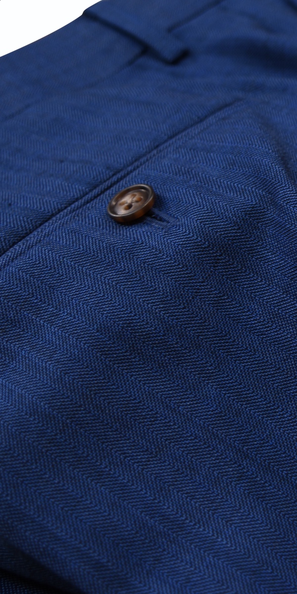 Sapphire Blue Herringbone Wool Suit