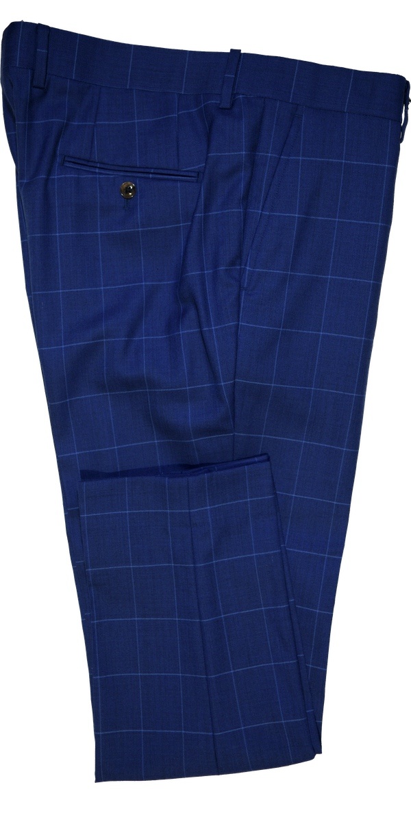 Blue Canvas Windowpane Wool Suit