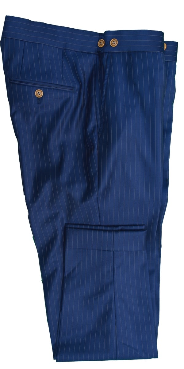 Navy Blue with Gold Pinstripe Wool Suit
