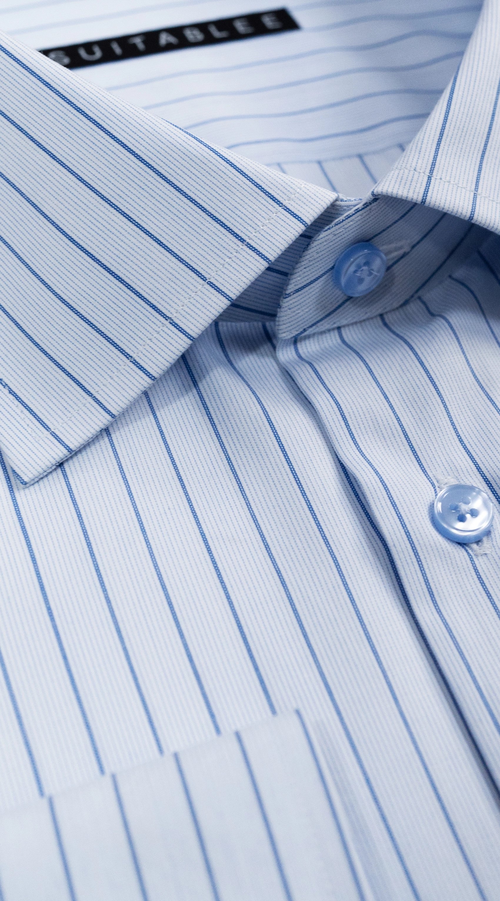 Chemise Habillée Blanche Rayures Bleues