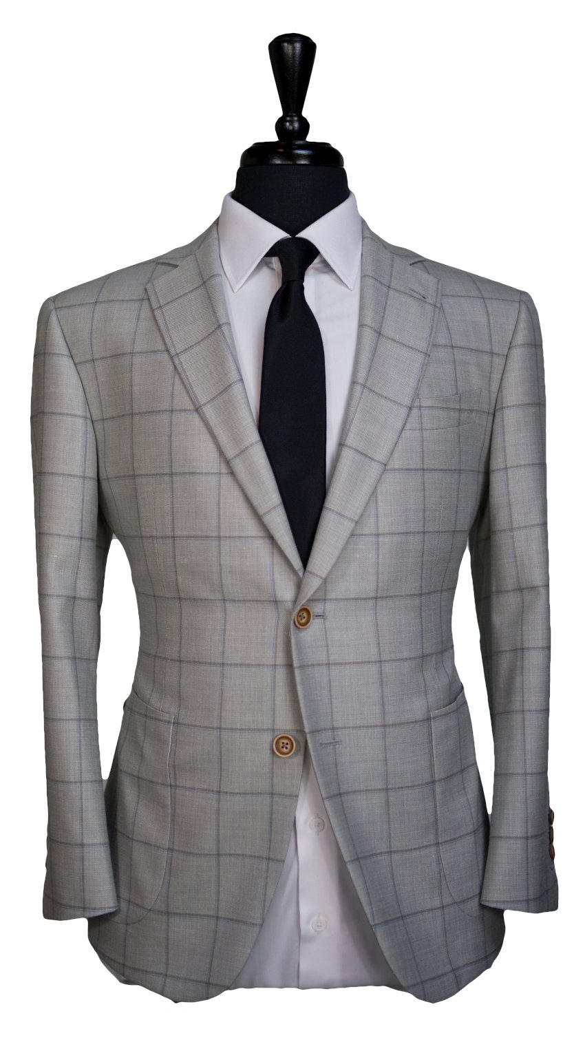 Cream Windowpane Wool Suit