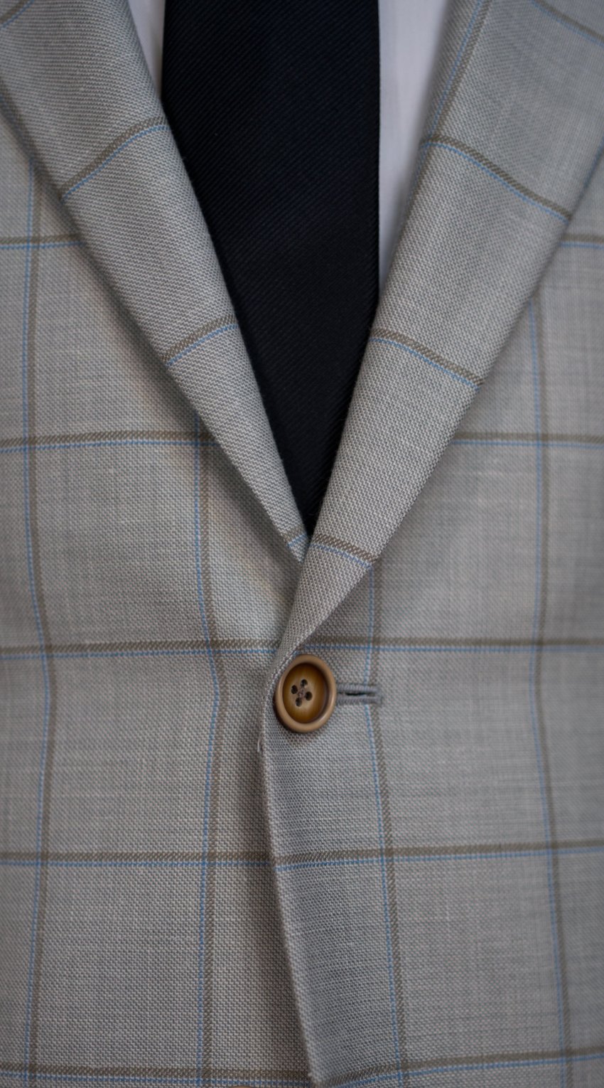 Cream Windowpane Wool Suit