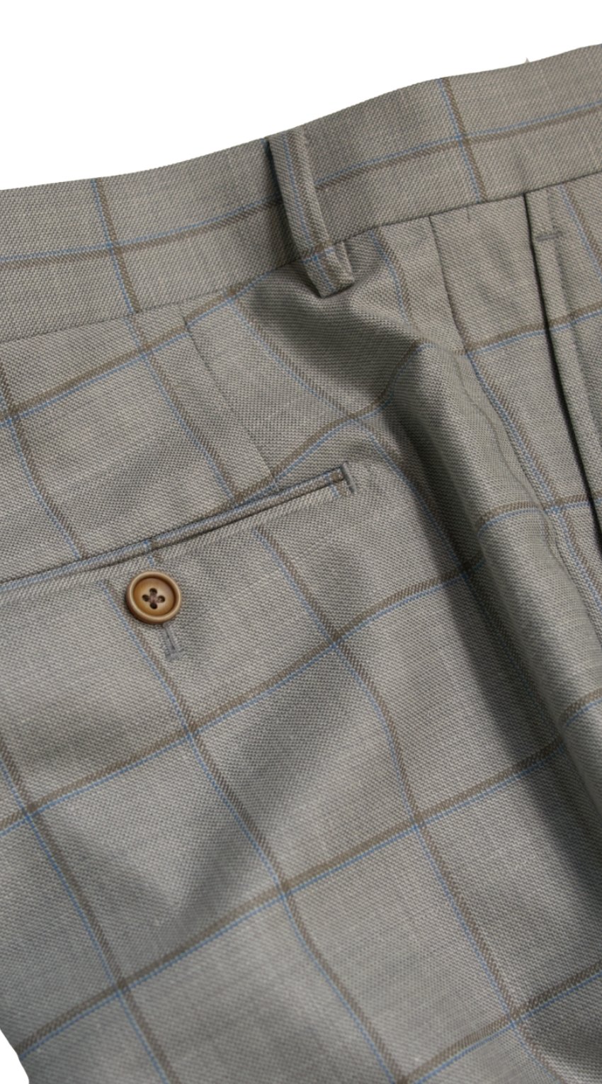 Cream Windowpane Wool Suit