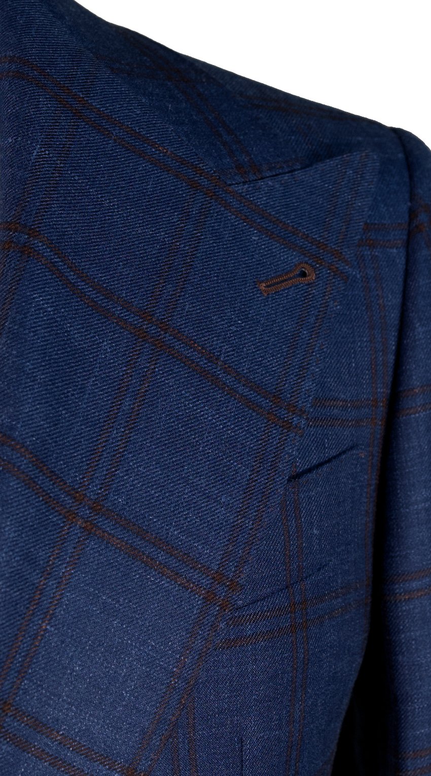 Blue with Brown Windowpane Wool Mix Suit