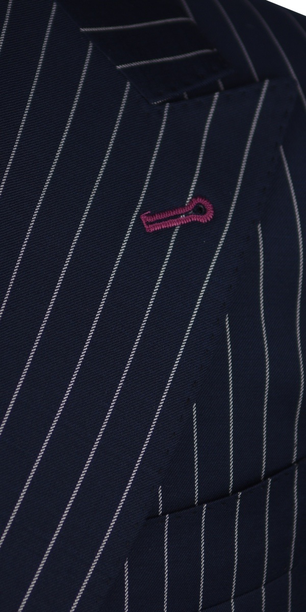 Blue Pinstriped Wool Suit
