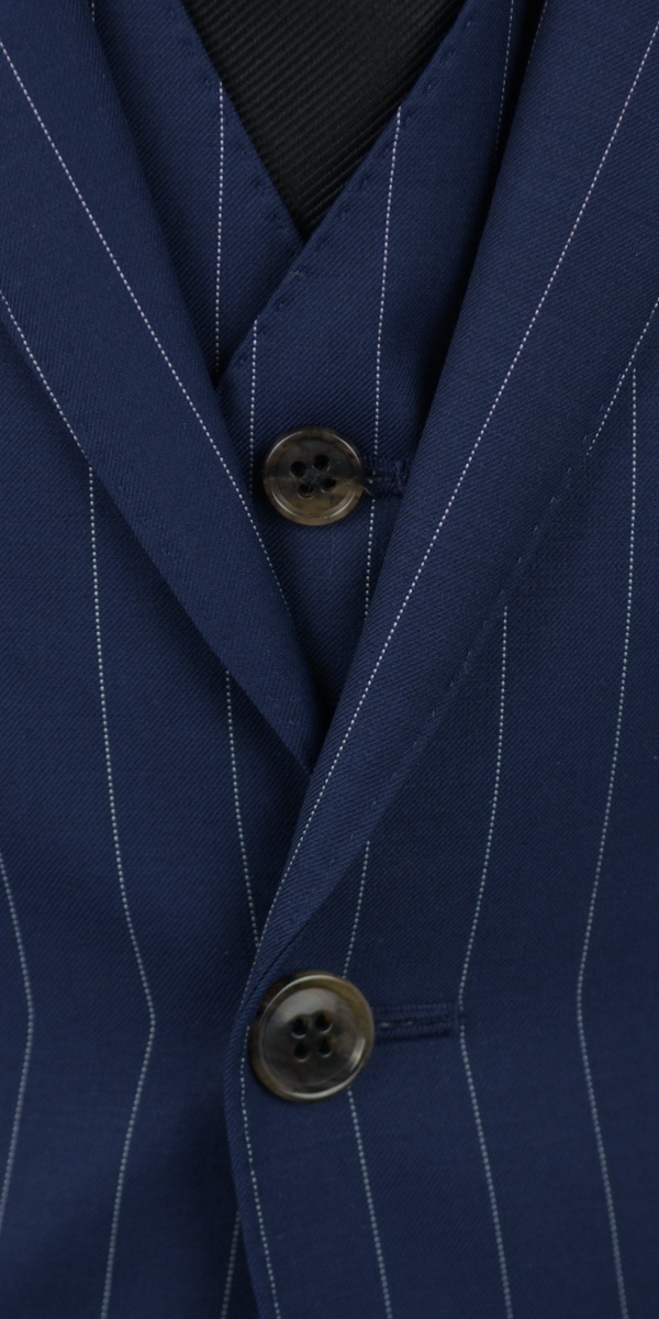 Navy Blue Pinstripe Wool Suit