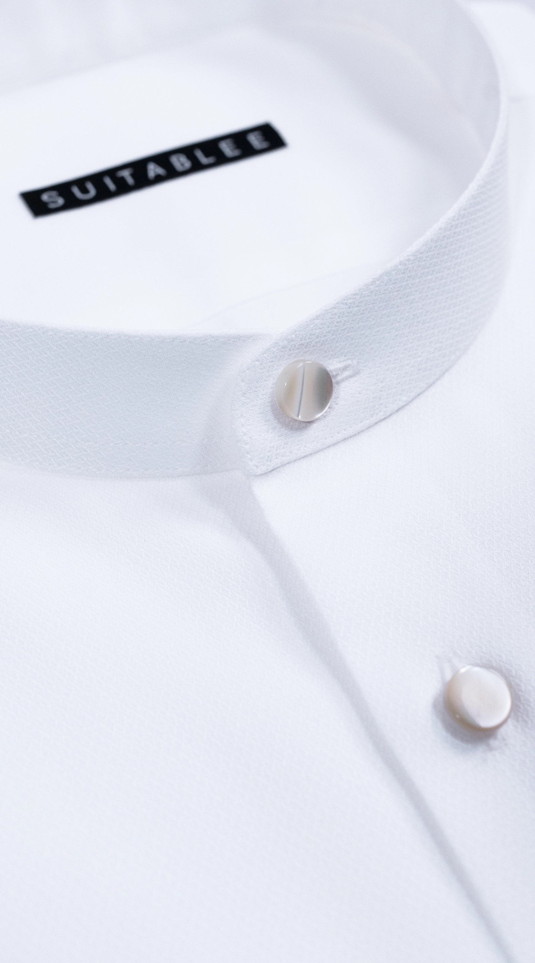 Chemise Habillée Blanche Col Mandarin