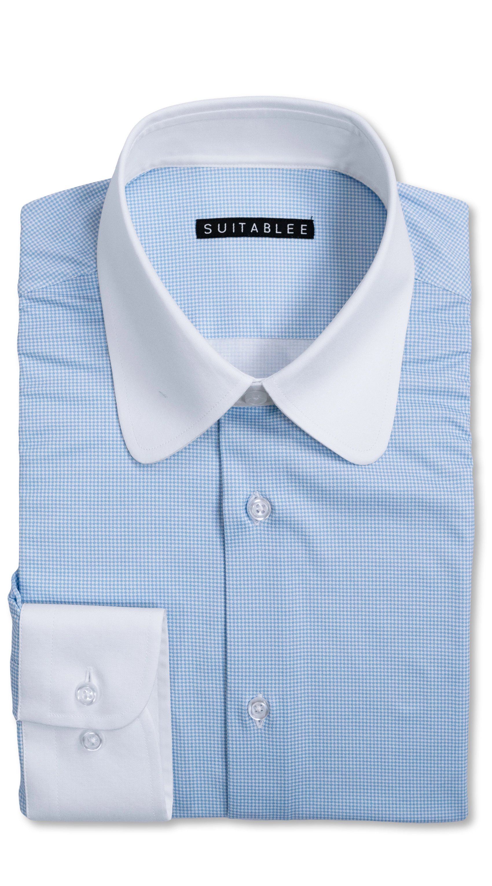 Blue Houndstooth Dress Shirt