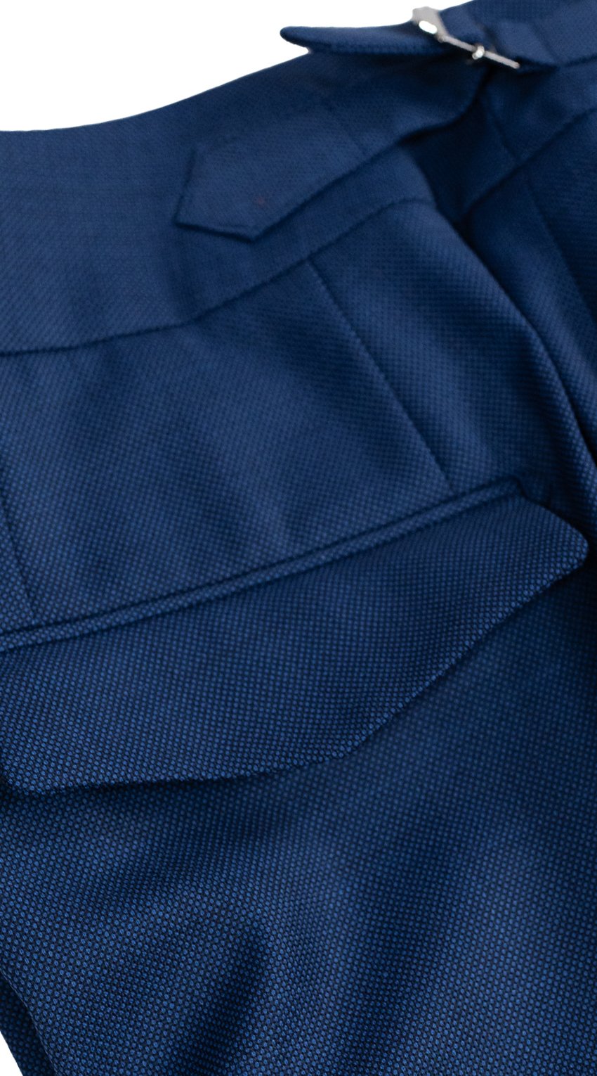 Complet en Laine Birdseye Bleu Cobalt