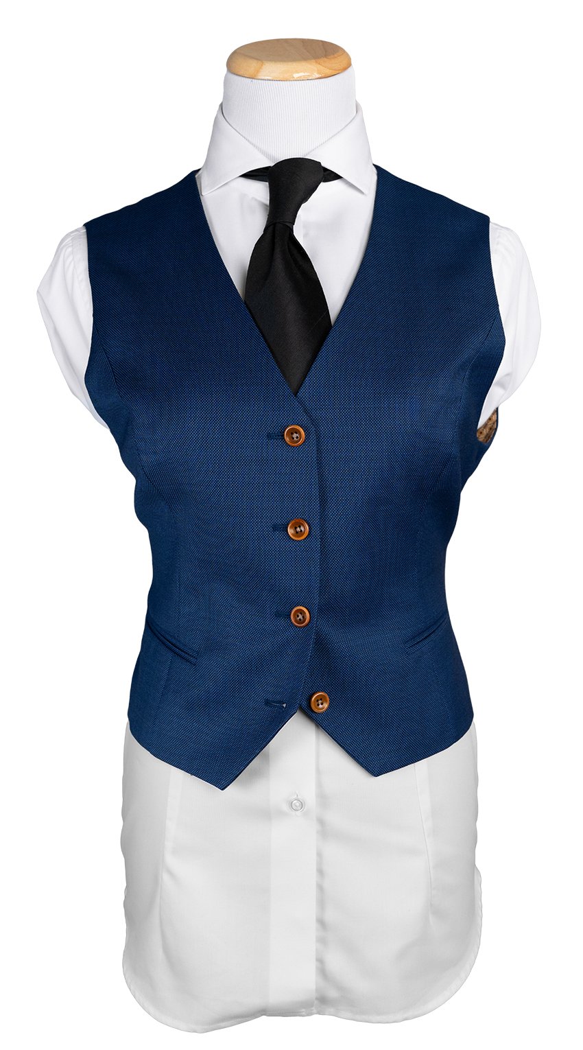 Complet en Laine Birdseye Bleu Cobalt