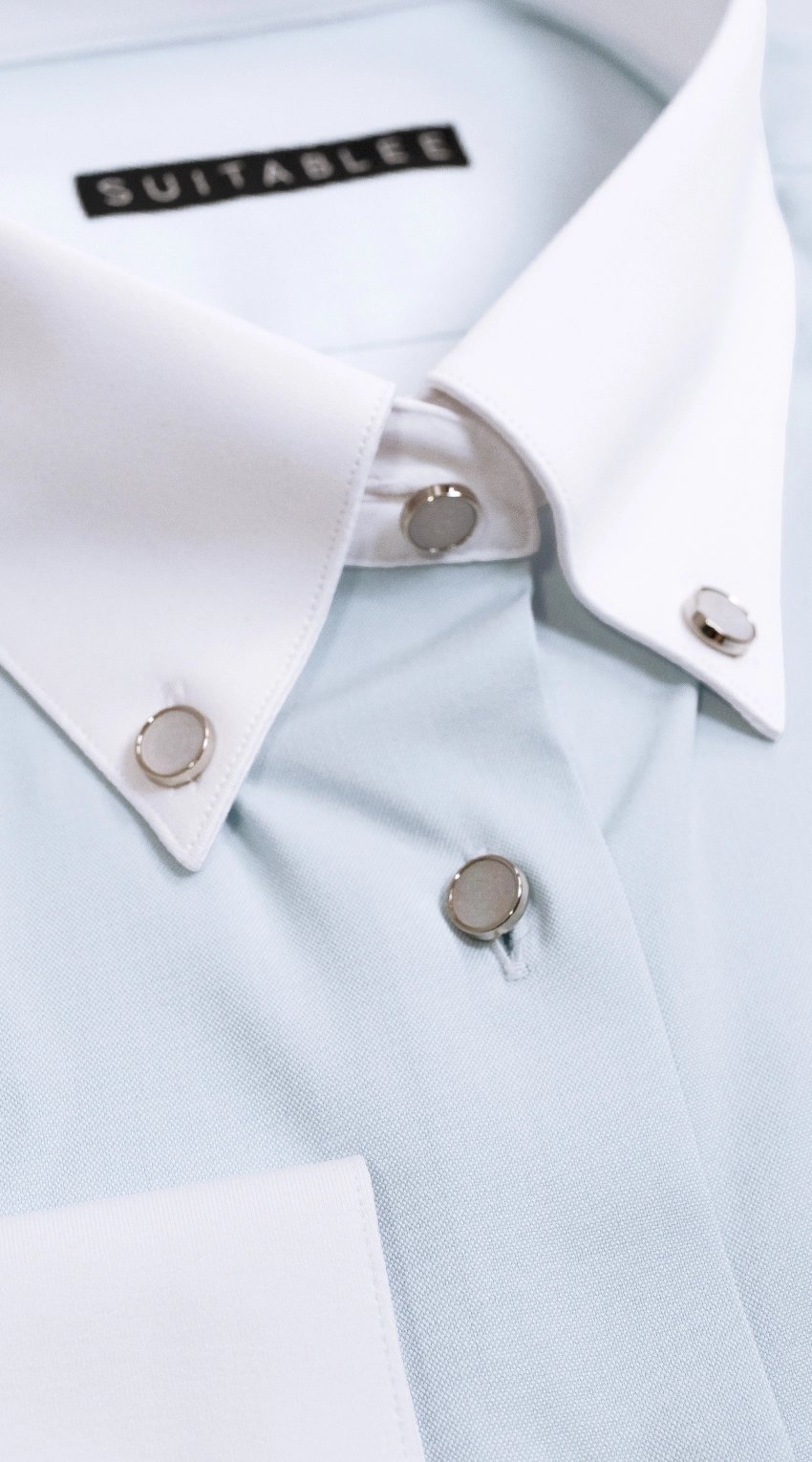 Ice Blue Contrast Dress Shirt
