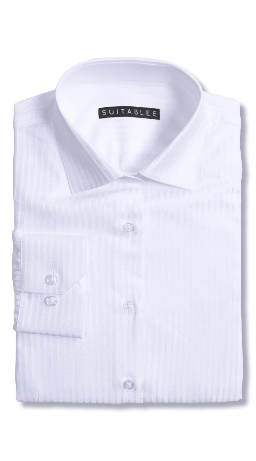 Chemise Habillée Blanche Rayures Chevron