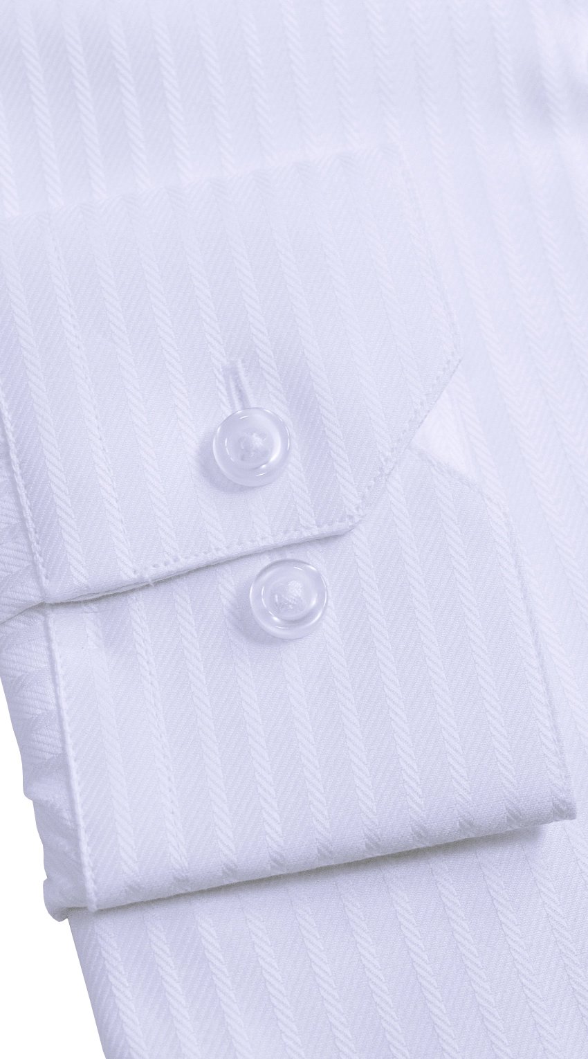 White Herringbone Stripe Dress Shirt