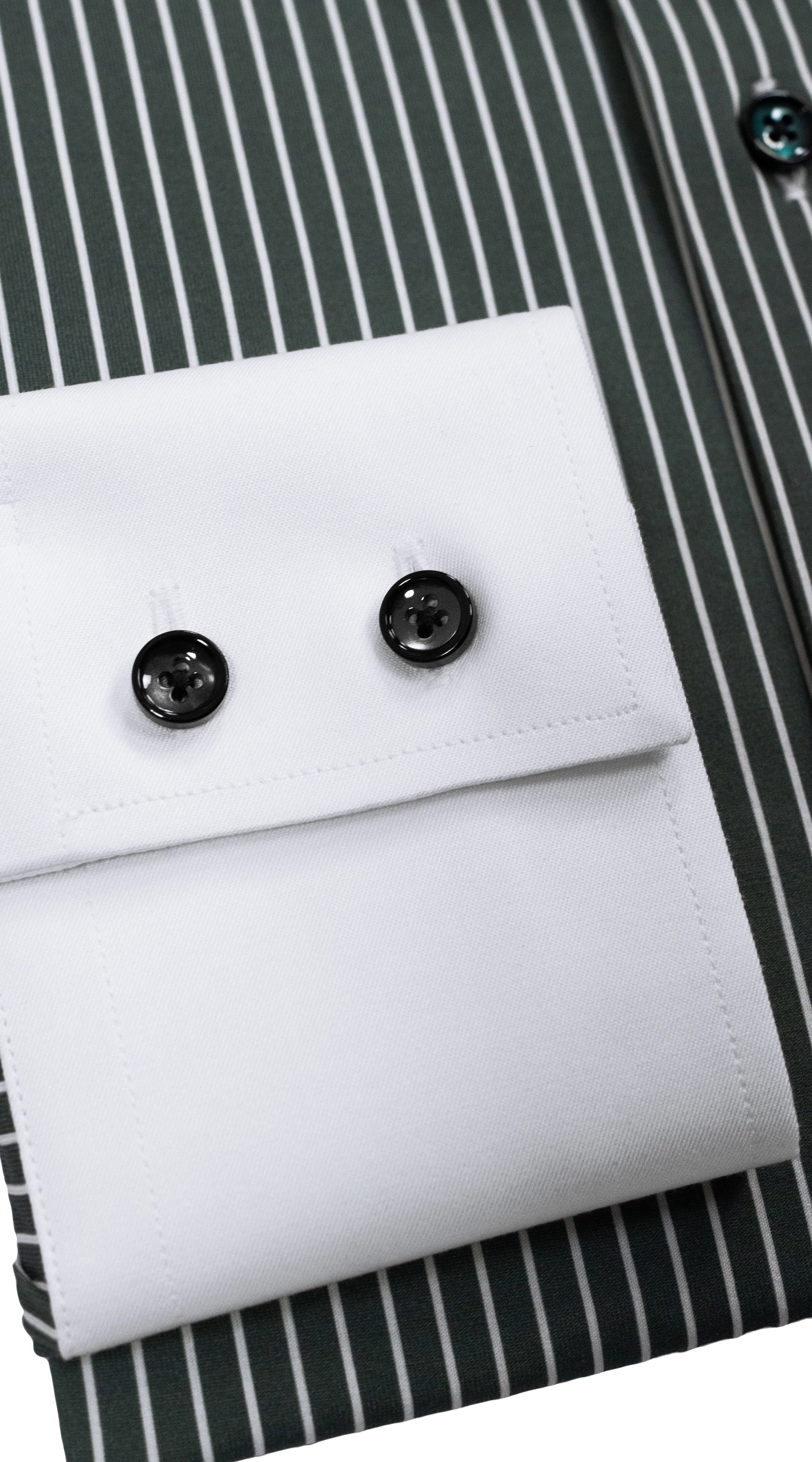 Chemise Habillée Vert Foncé Rayures