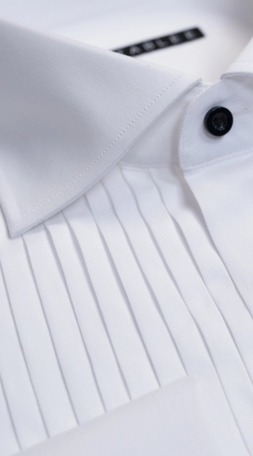 White Pleated Tuxedo Shirt