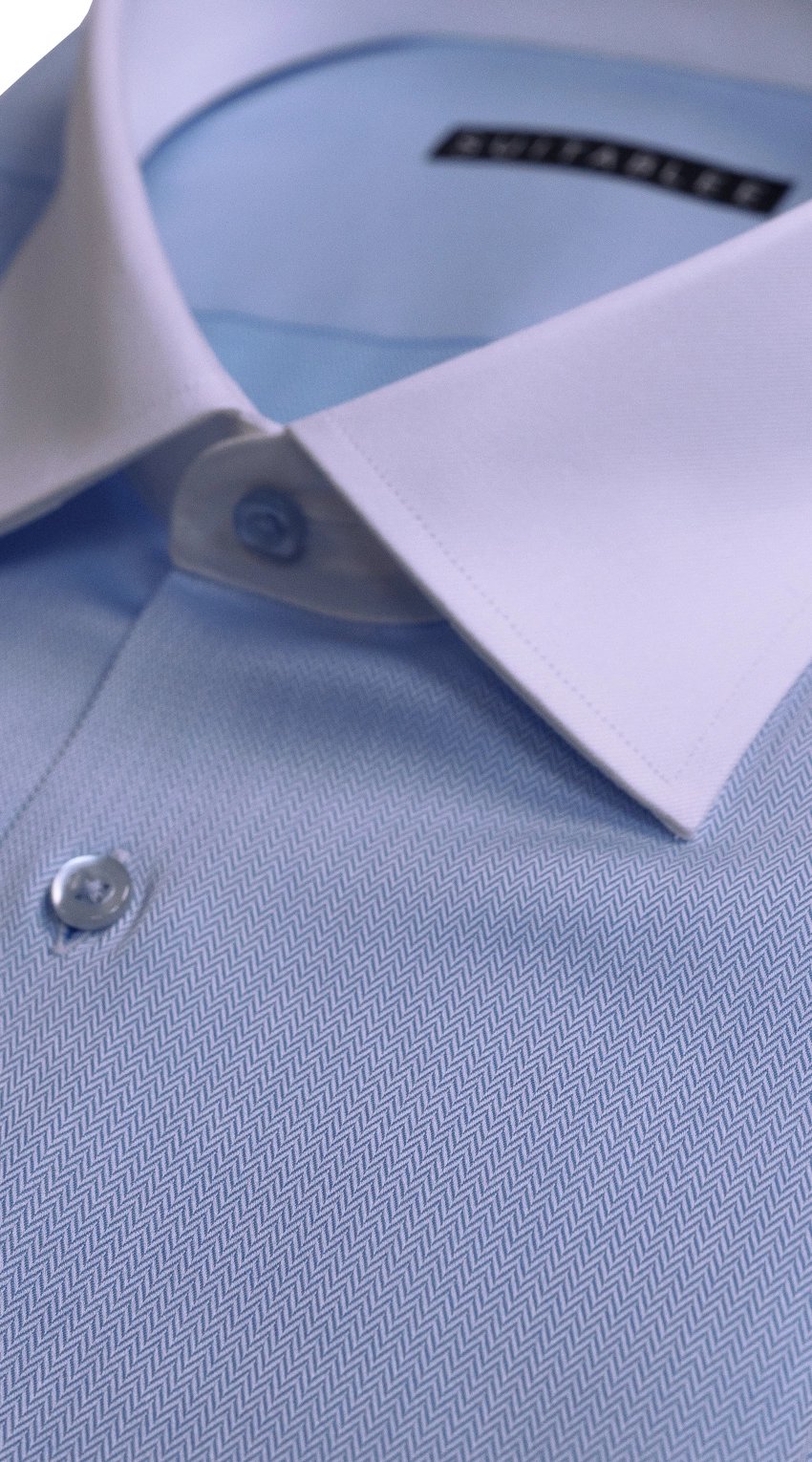 Oxford Blue Herringbone Dress Shirt