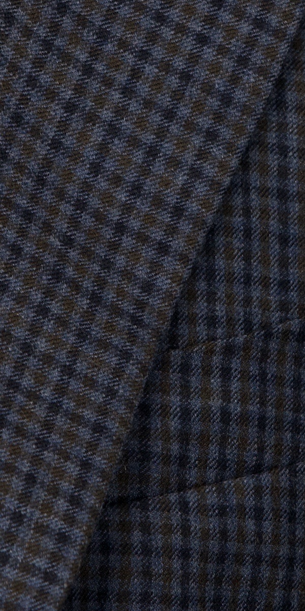 Navy Blue Brown Gingham Wool Suit