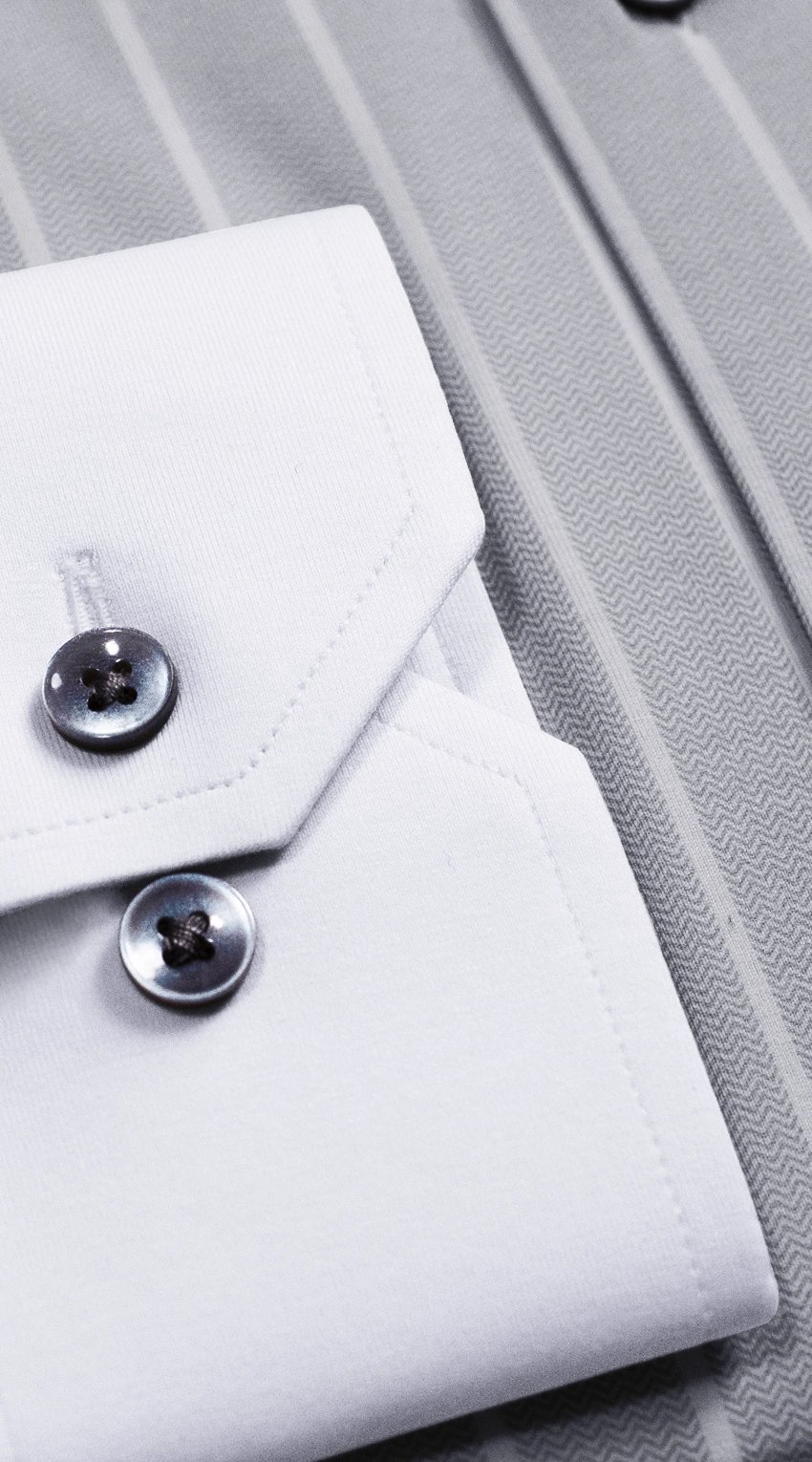 Grey Herringbone Pinstripe Dress Shirt