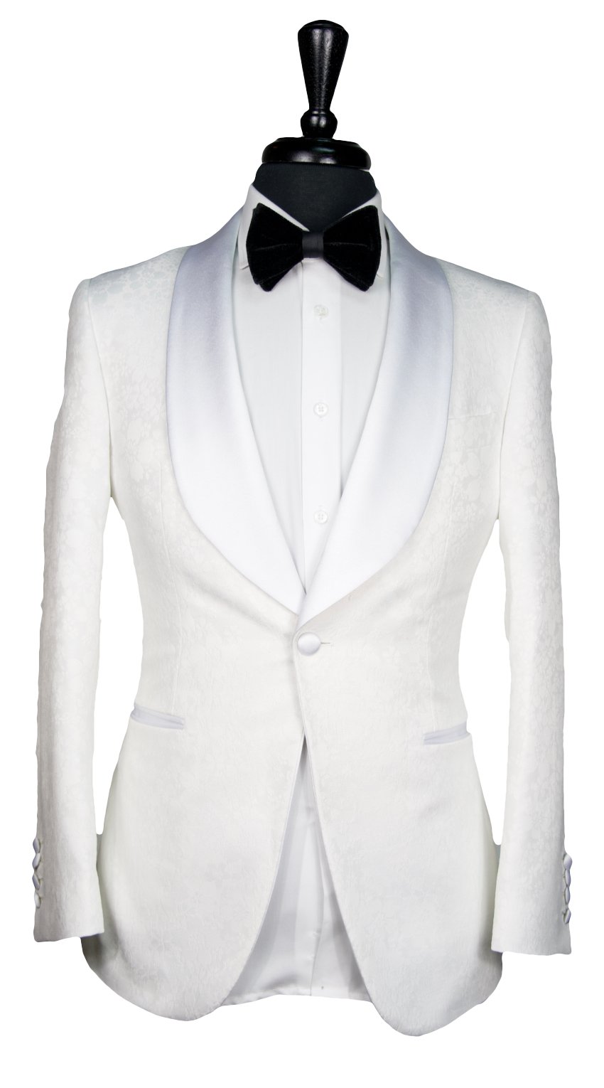 White Floral Jacquard Classic Tux