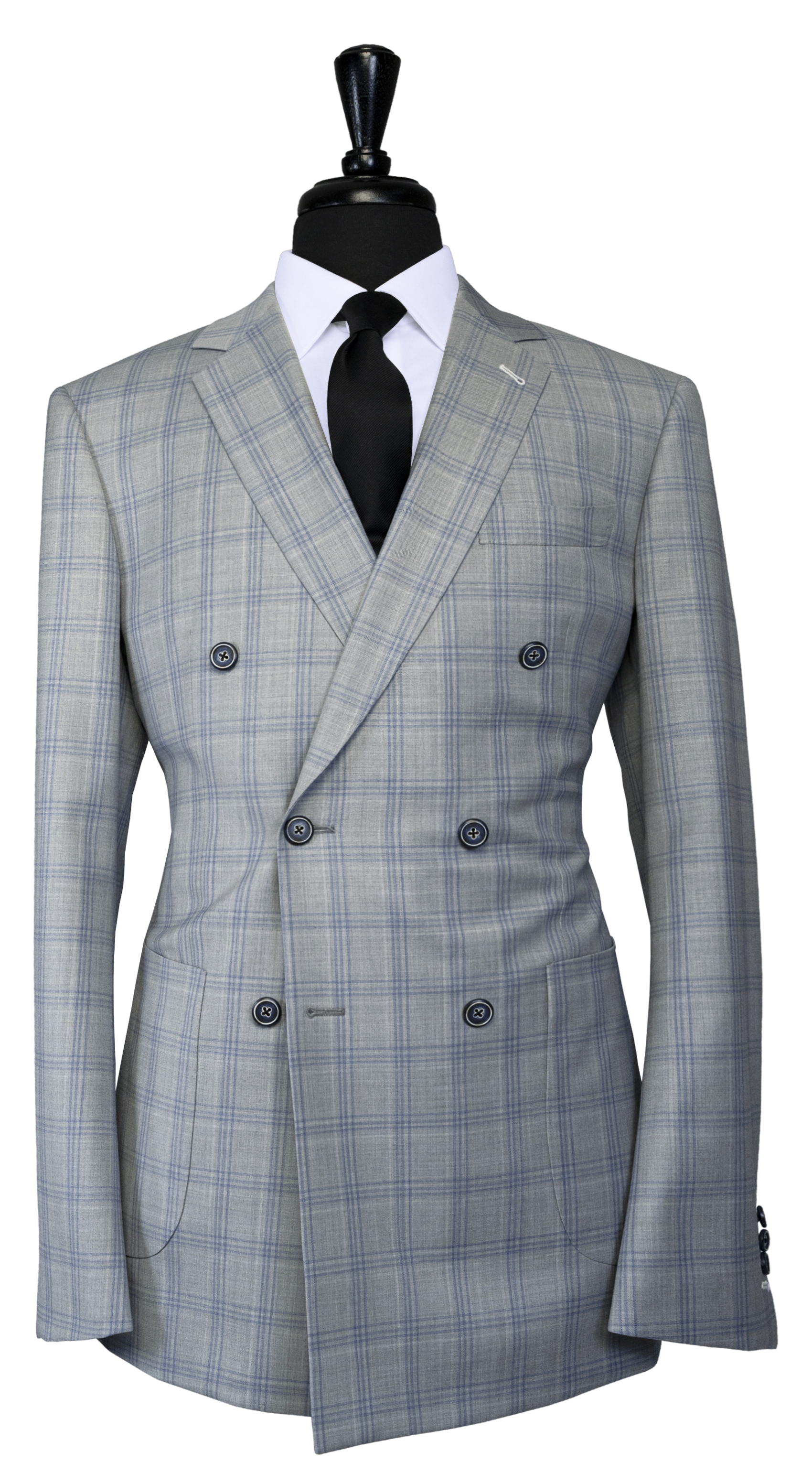 Grey Plaid Double-Breasted Suit