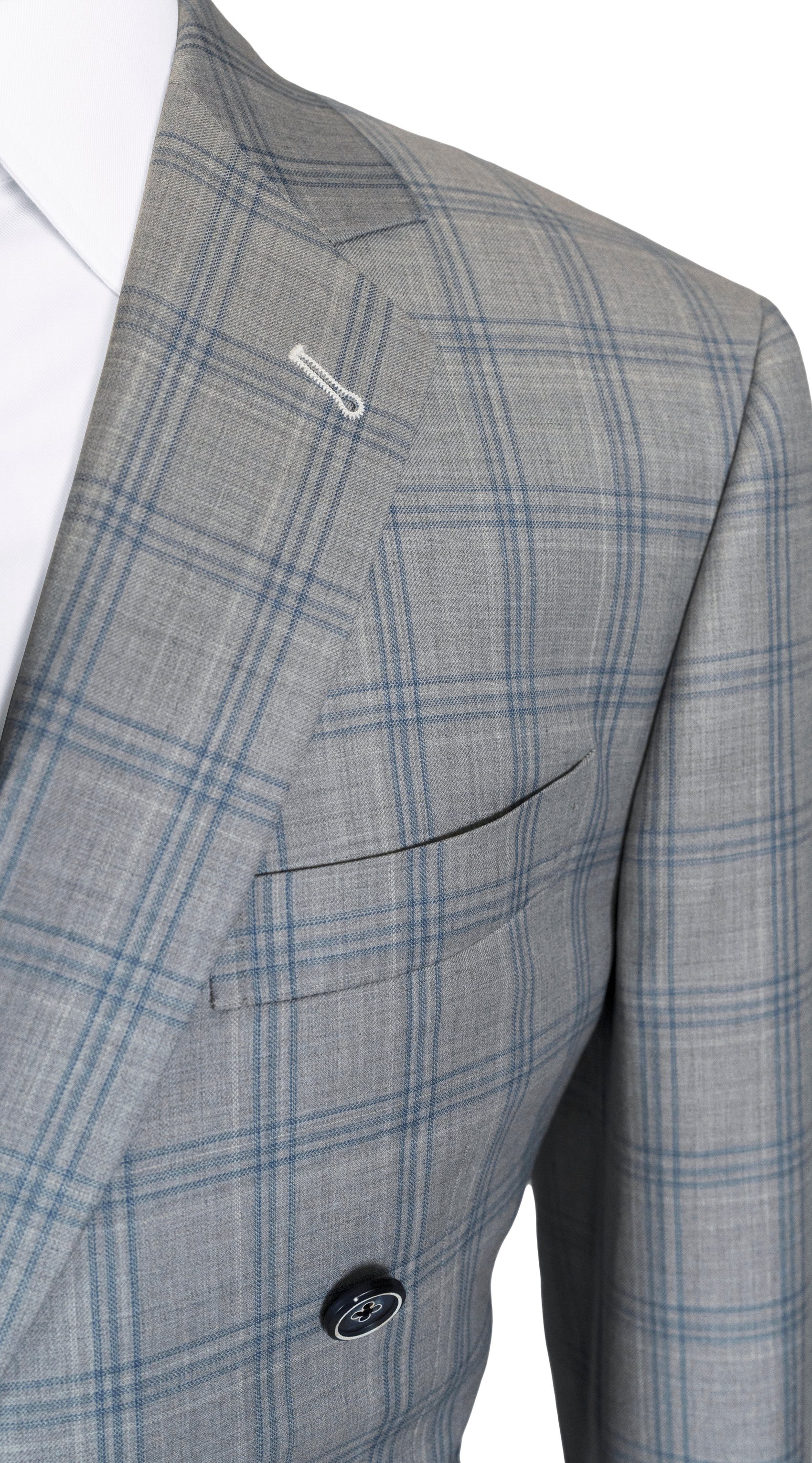 Grey Plaid Double-Breasted Suit