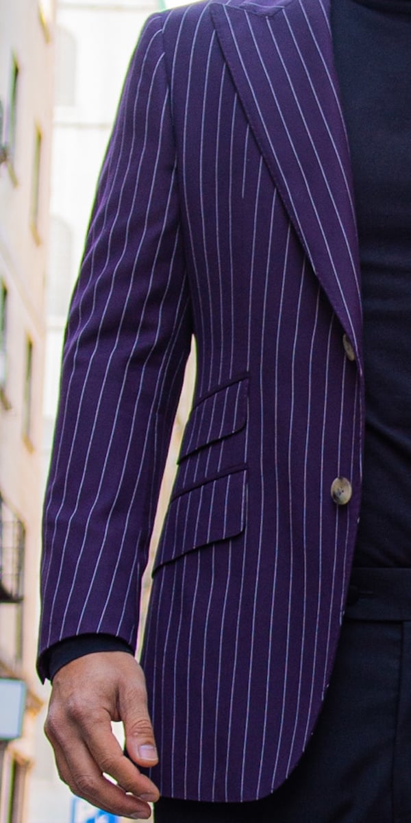 Purple Striped Wool Suit