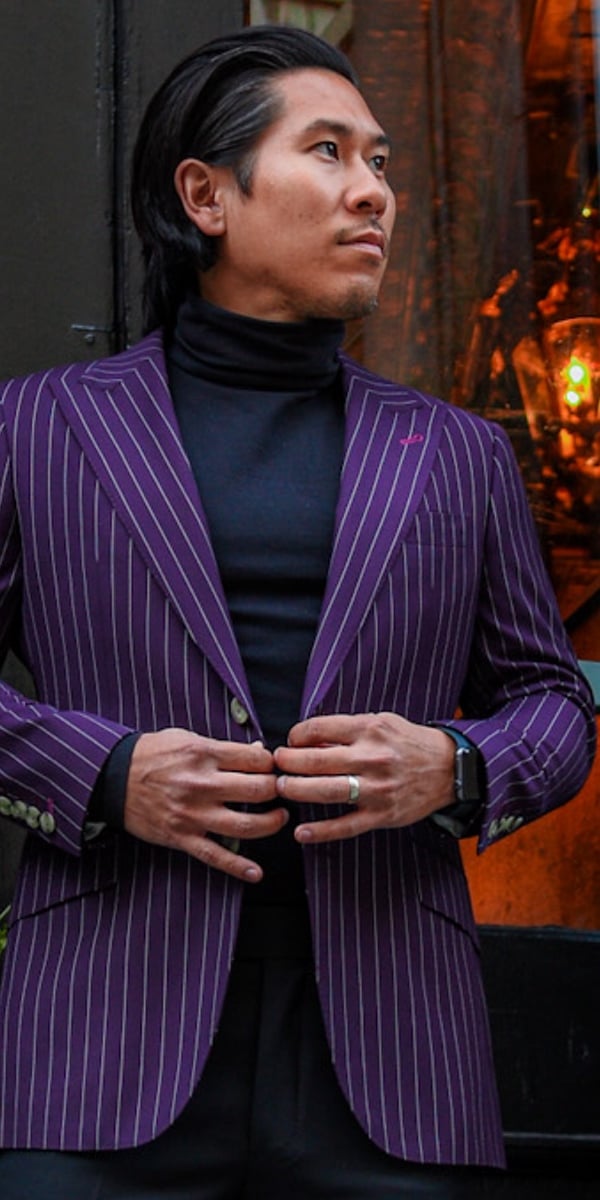 Purple Striped Wool Suit