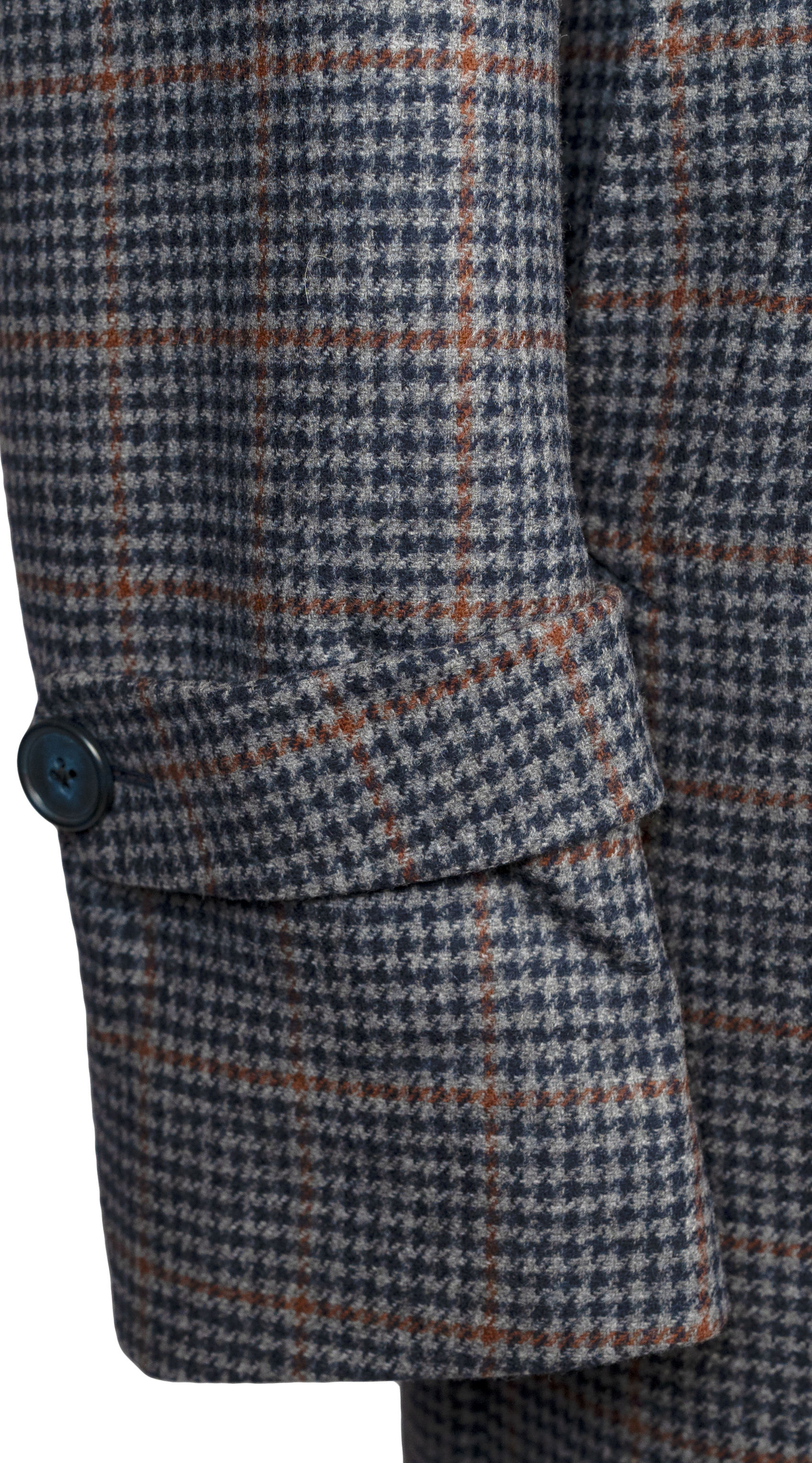 Blue Plaid Double-Breasted Overcoat