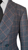 Blue Plaid Double-Breasted Overcoat
