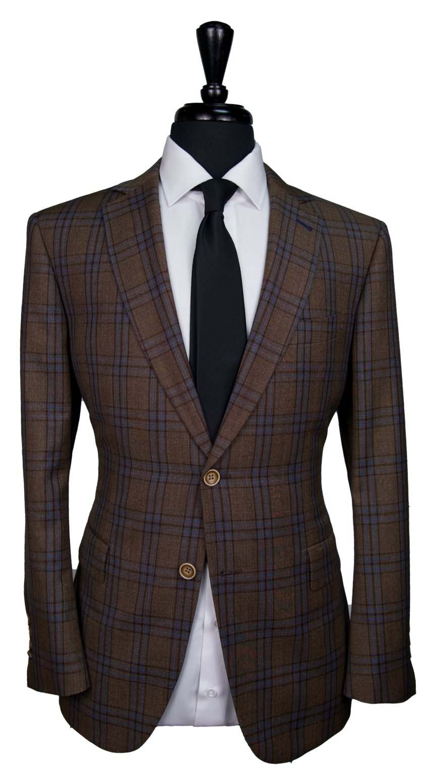 Coffee Check Wool Suit