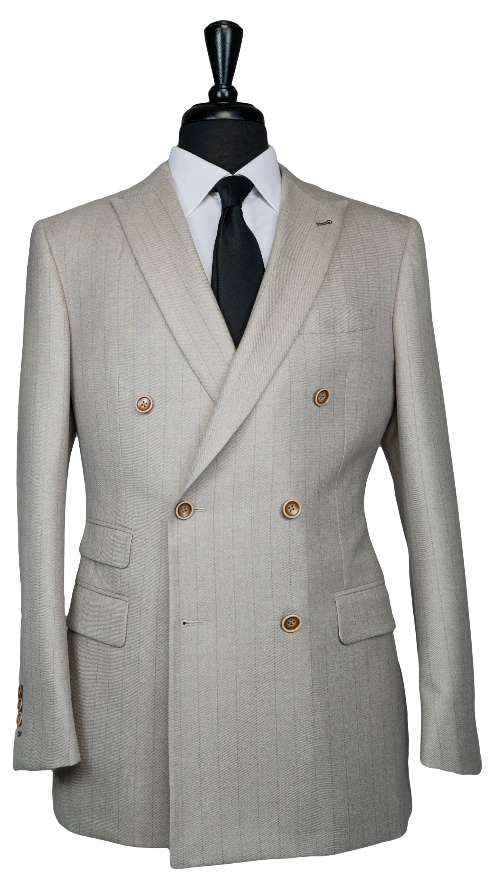 Stripe Silver Sand Double-Breasted Suit