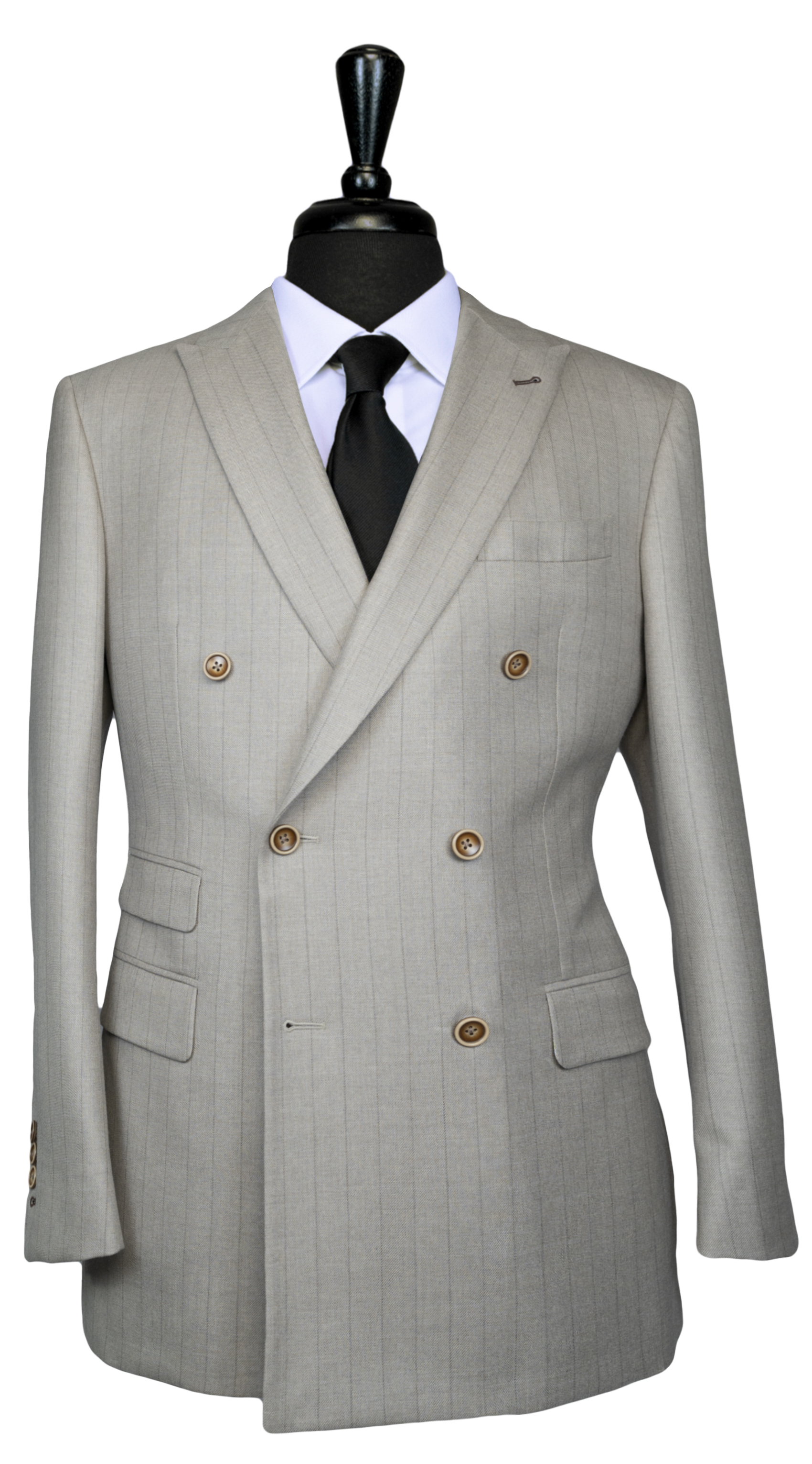 Stripe Silver Sand Double-Breasted Suit