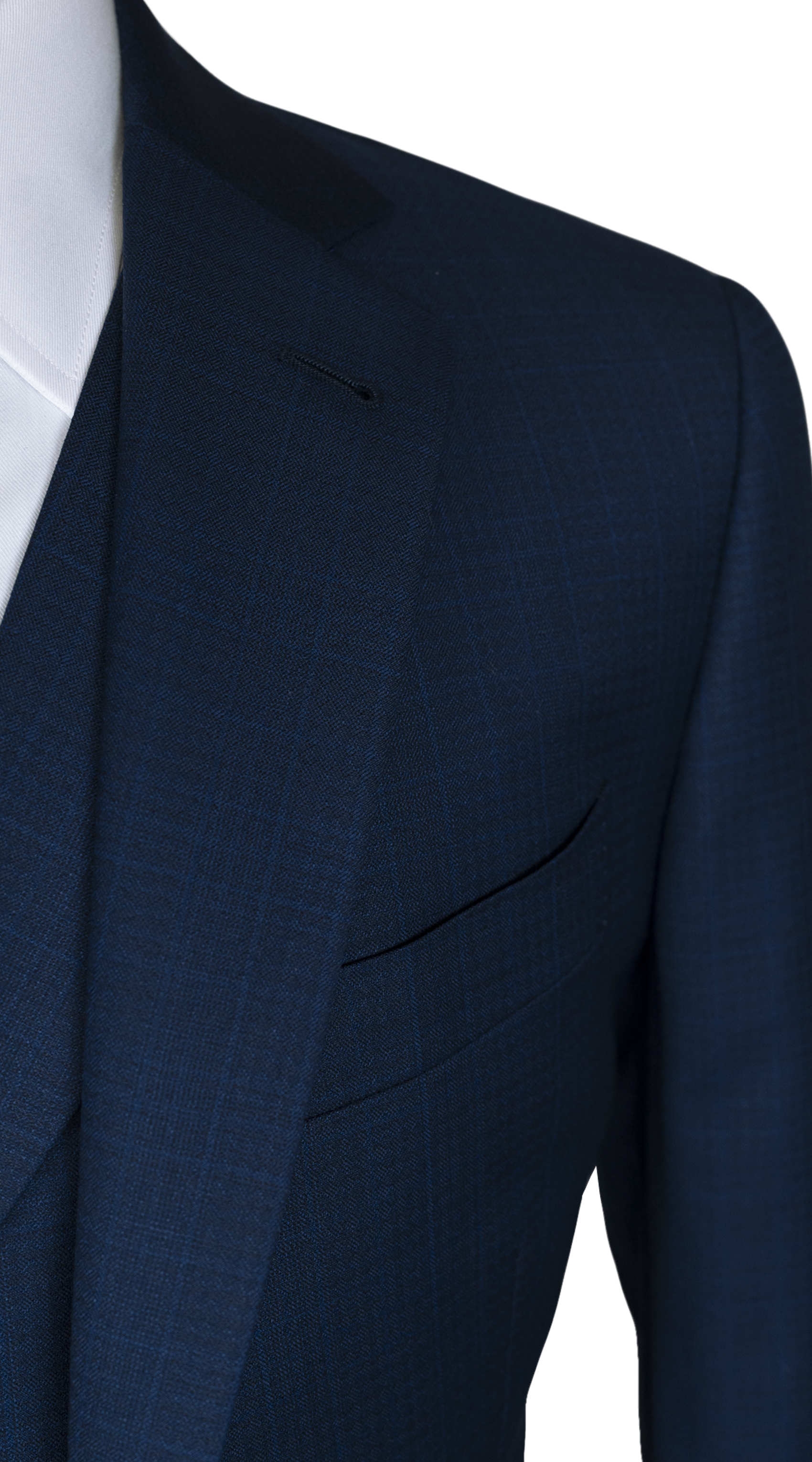 Blue Melange Plaid Double-Breasted Suit