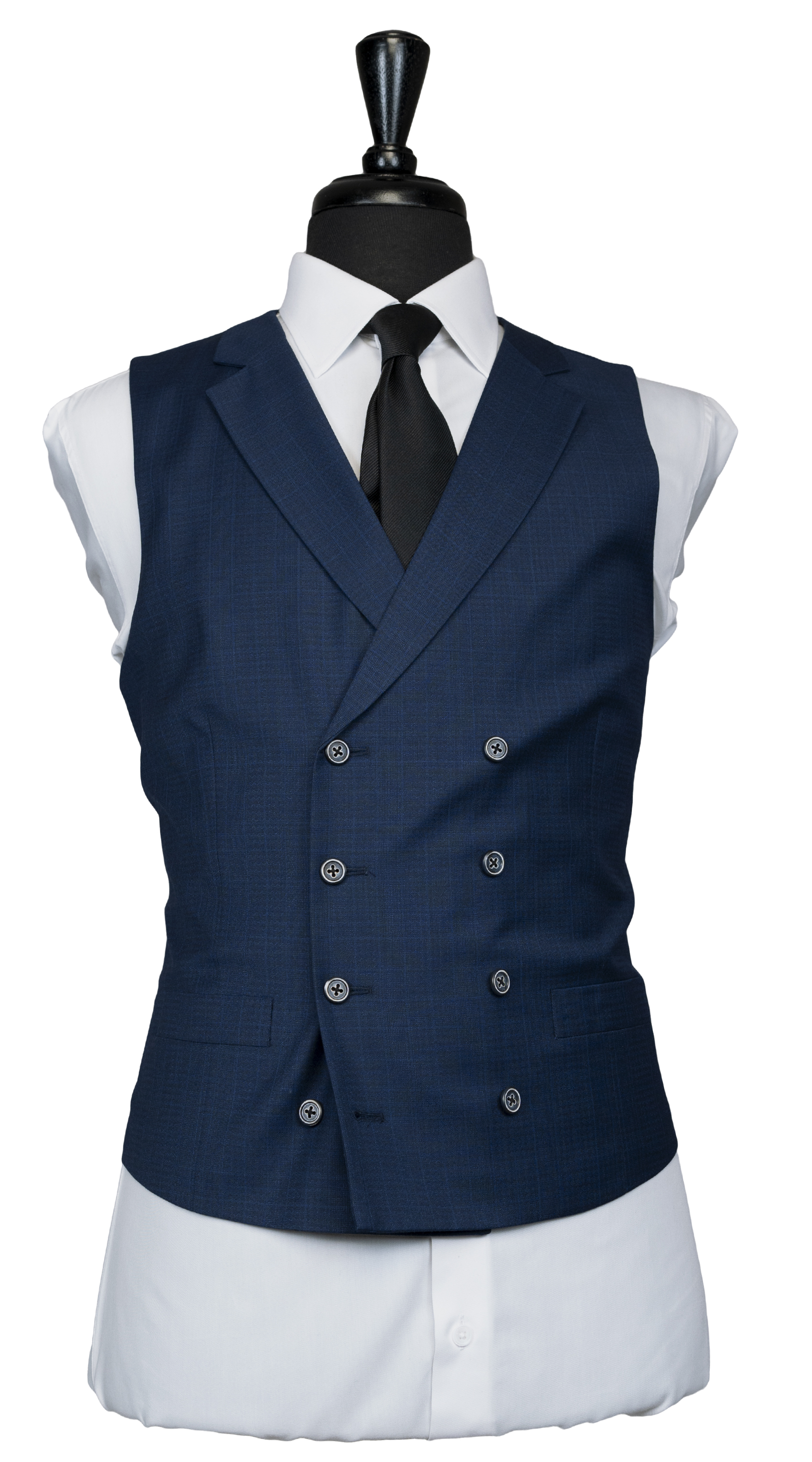 Blue Melange Plaid Double-Breasted Suit