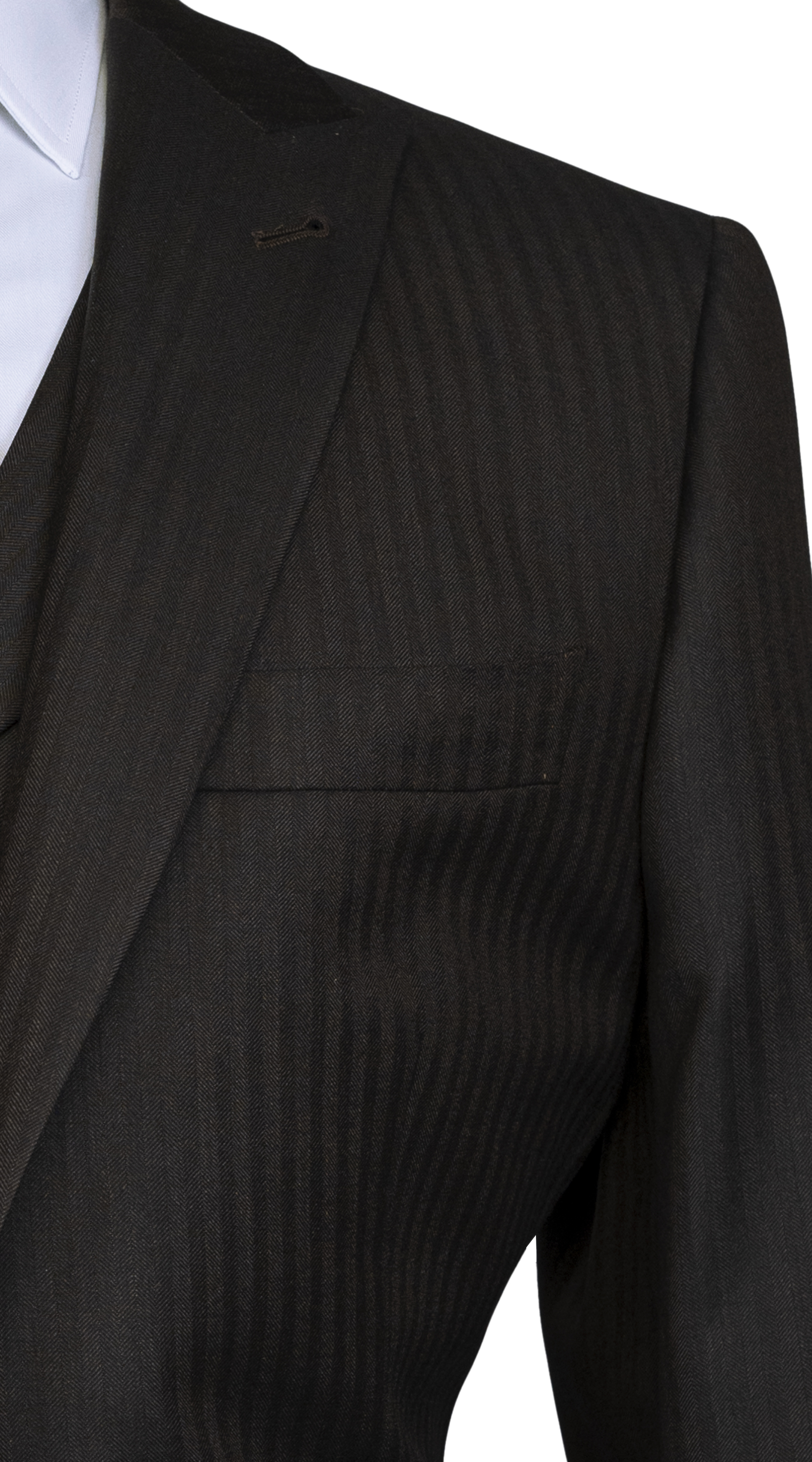 Espresso Herringbone Three-Piece Suit