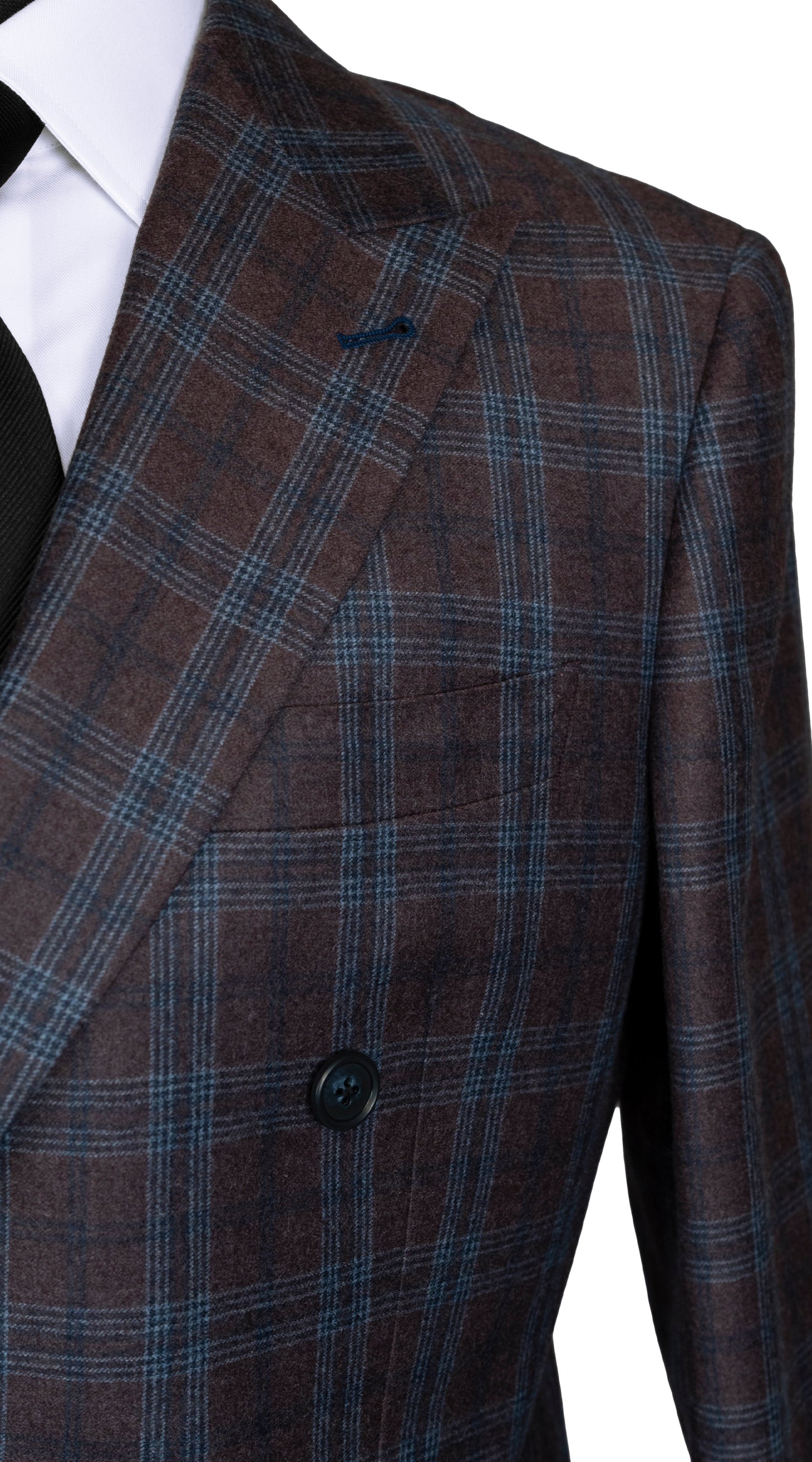 Chestnut Blue Plaid Double-Breasted Suit