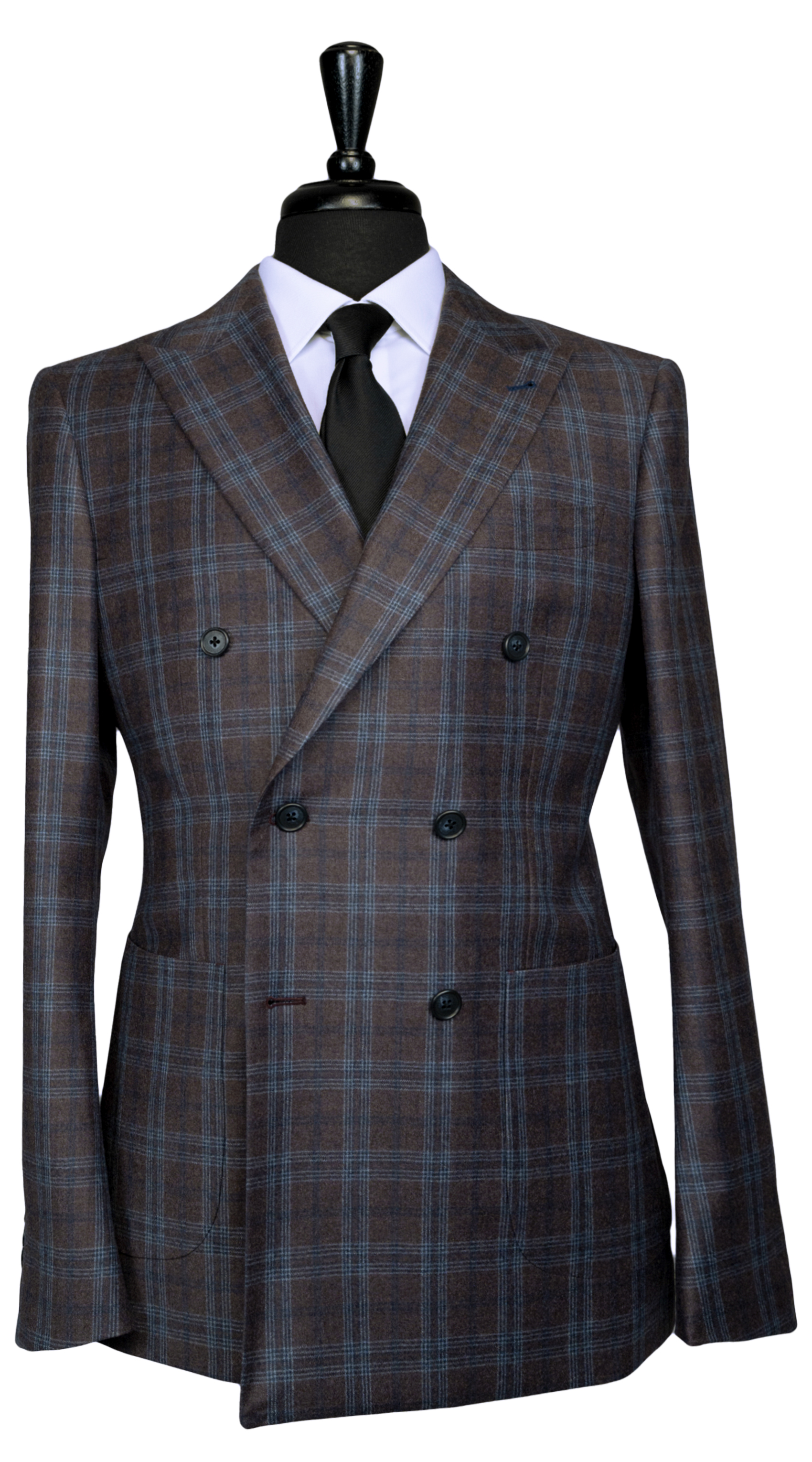 Chestnut Blue Plaid Double-Breasted Suit