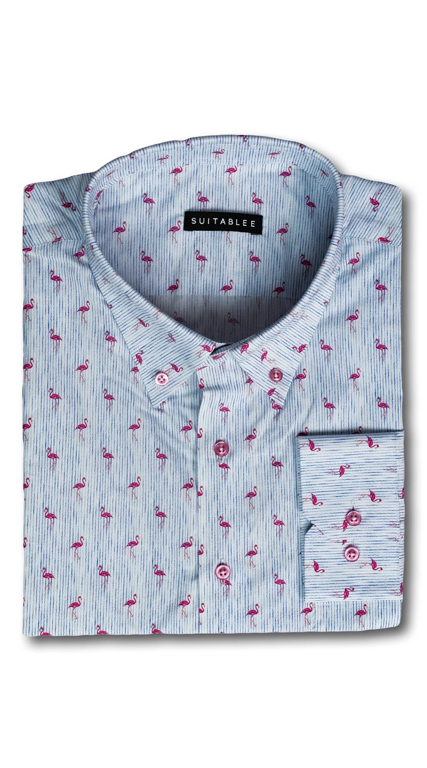 Chemise Rayures Flamant Rose