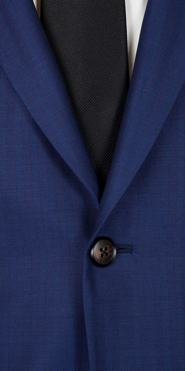 Blue Herringbone Wool Suit