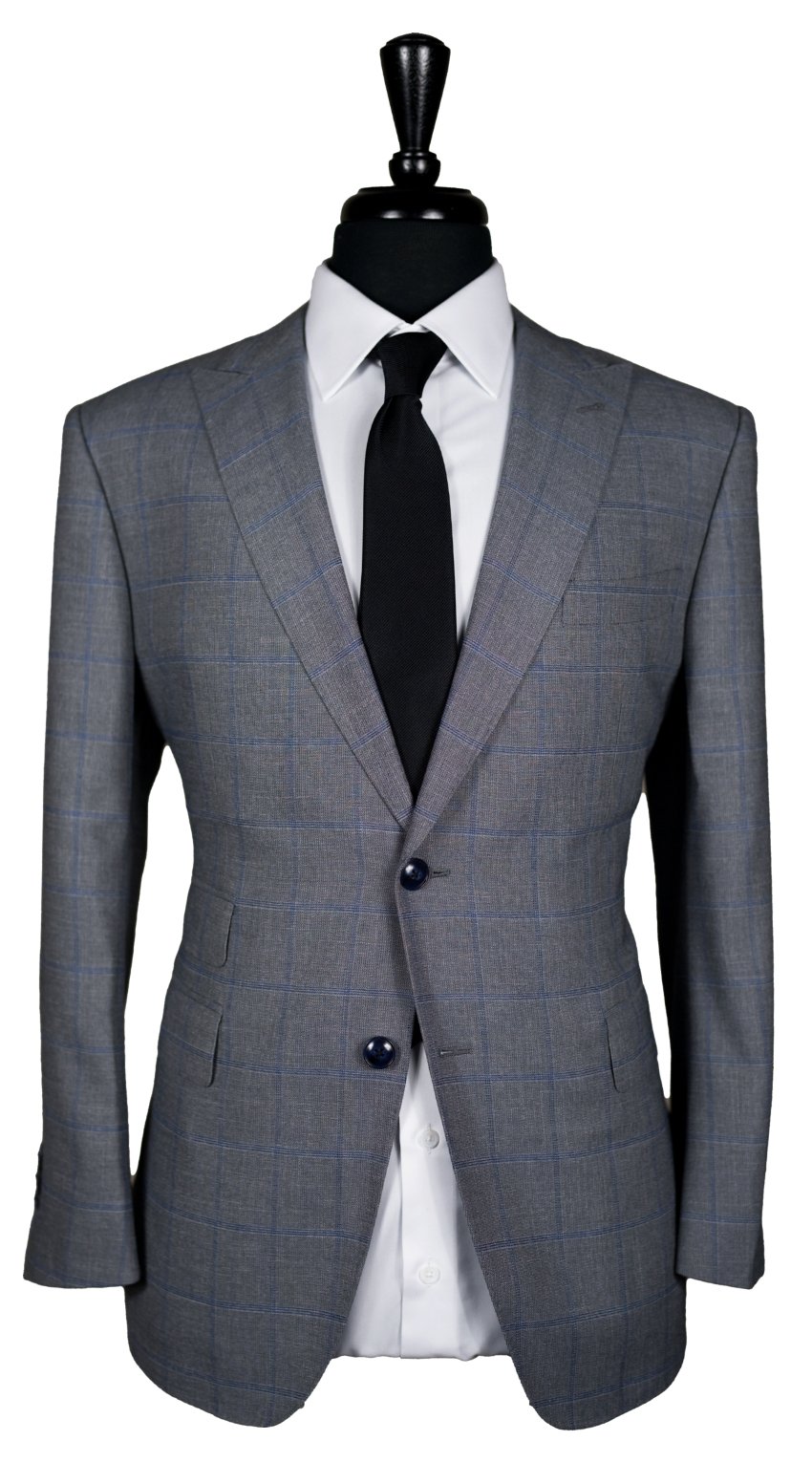 Gray with Blue Windowpane Suit