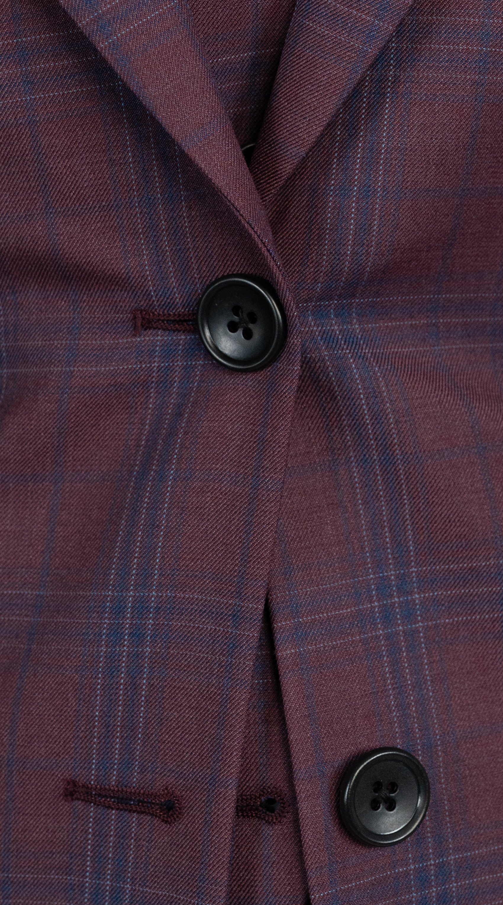 Plum Navy Plaid Wool Suit