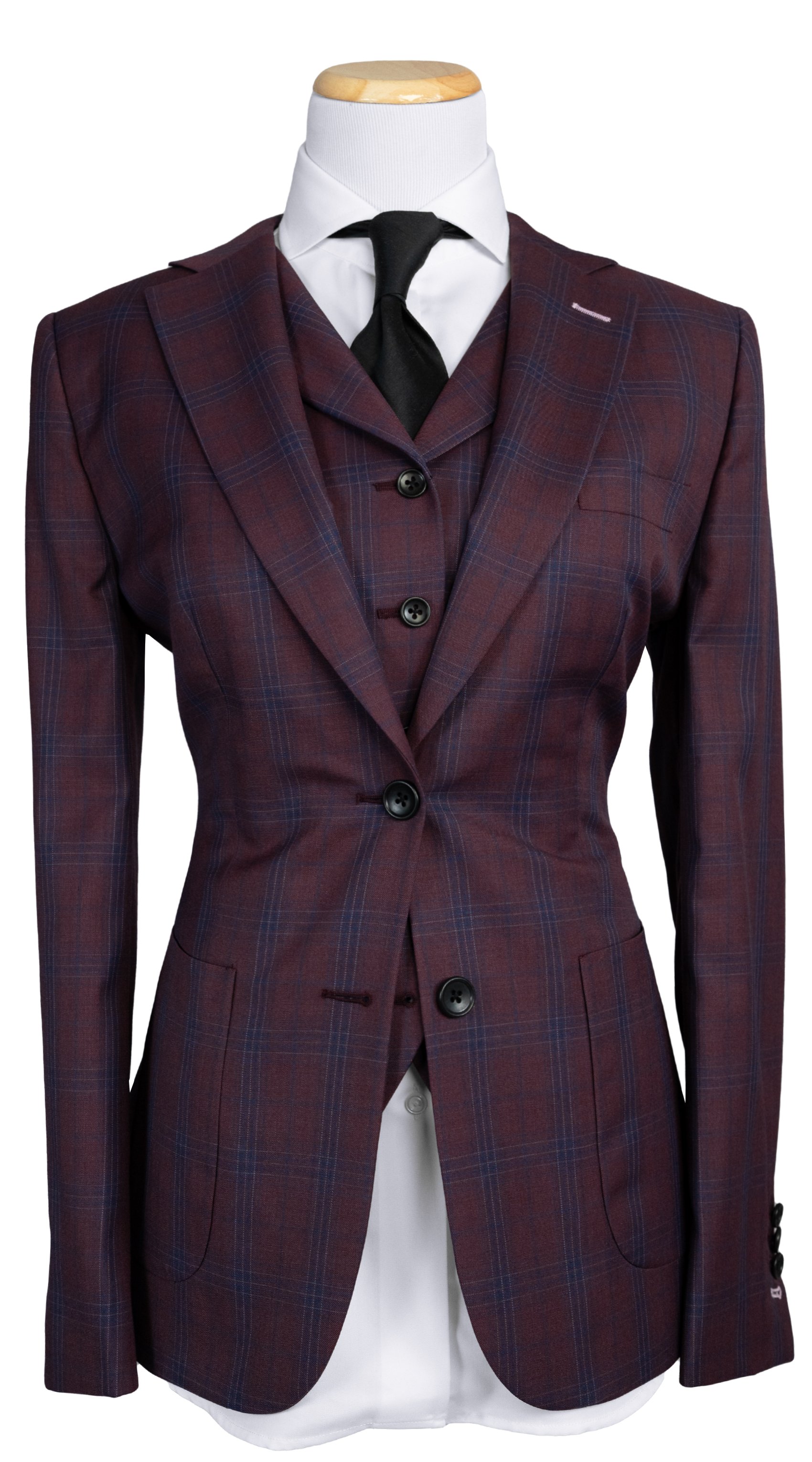 Plum Navy Plaid Wool Suit