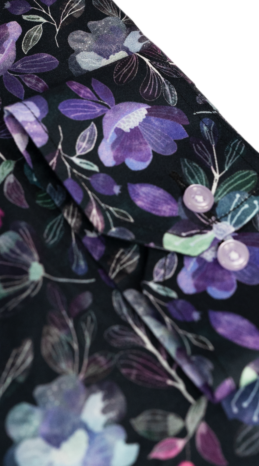 Chemise Habillée Noire à Floraux Violets