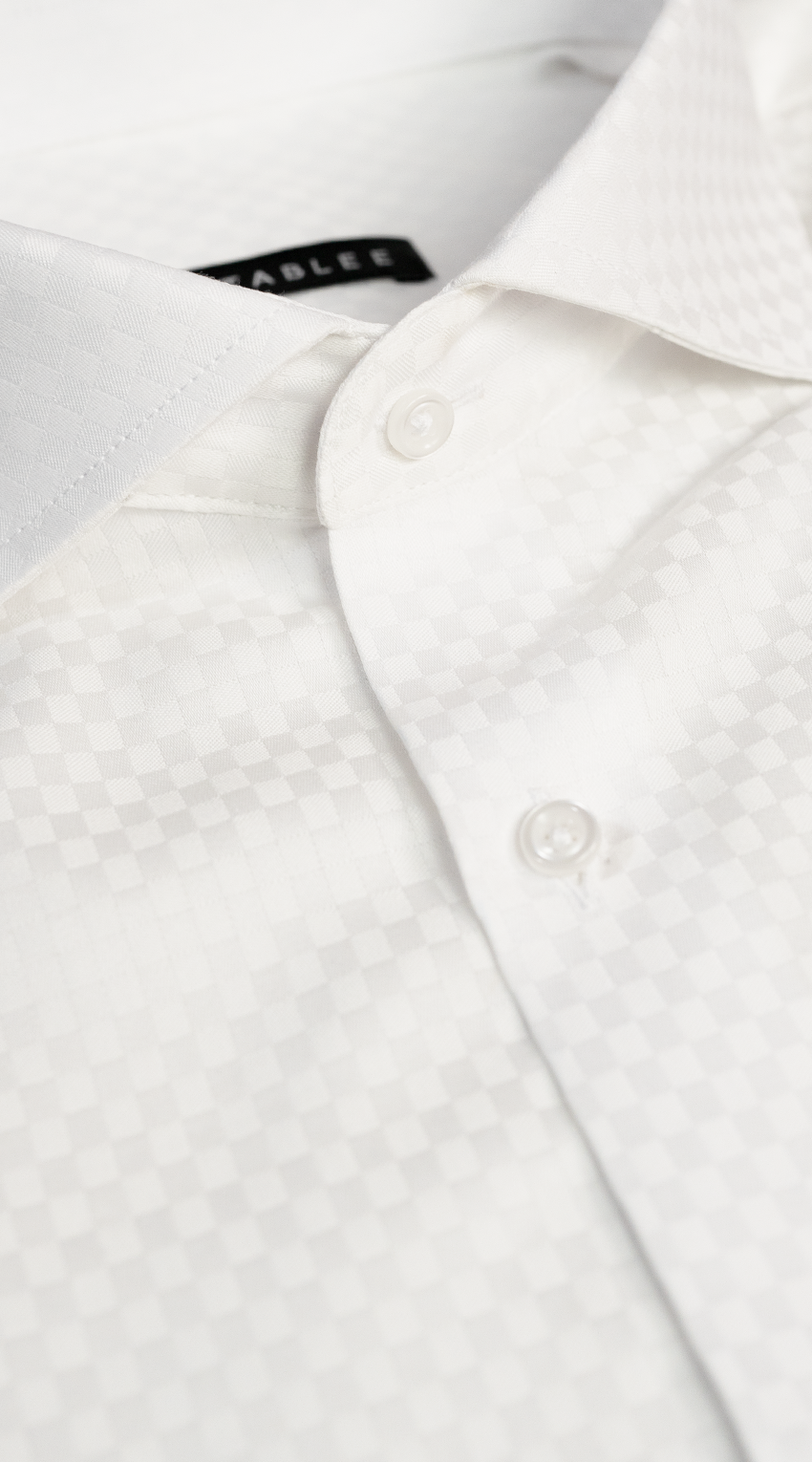 Satin White Check Dress Shirt