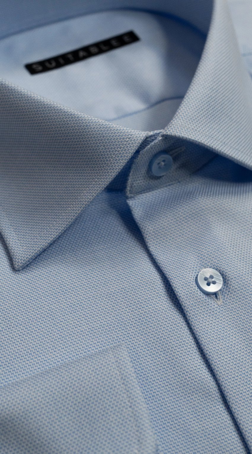 Chemise Habillée Bleu Ciel Motif Chevron